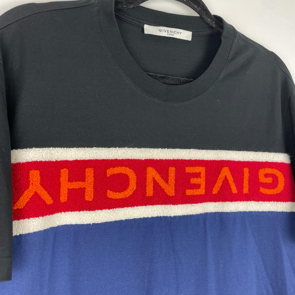 GIVENCHY Black/Navy/Red Towelling Logo T-Shirt