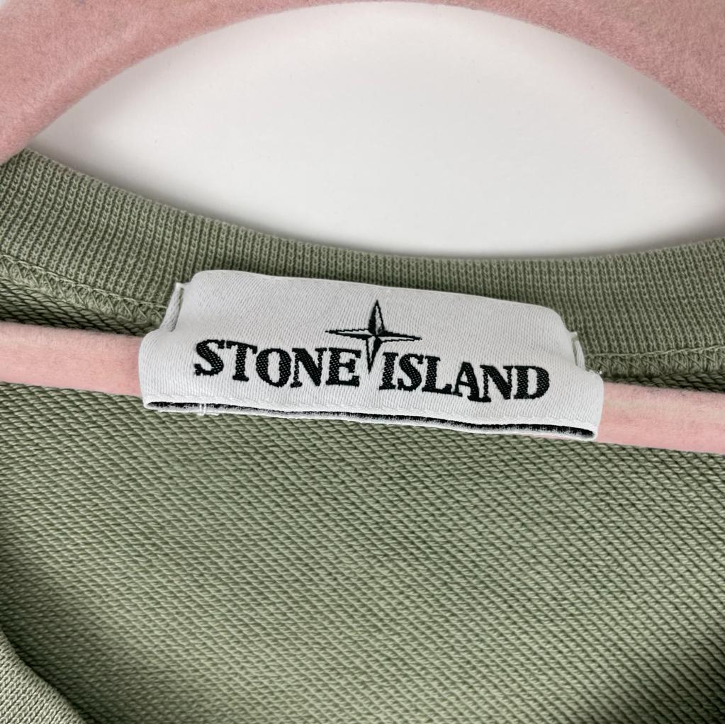 Stone Island Sage Green Cotton Fleece Sweatshirt