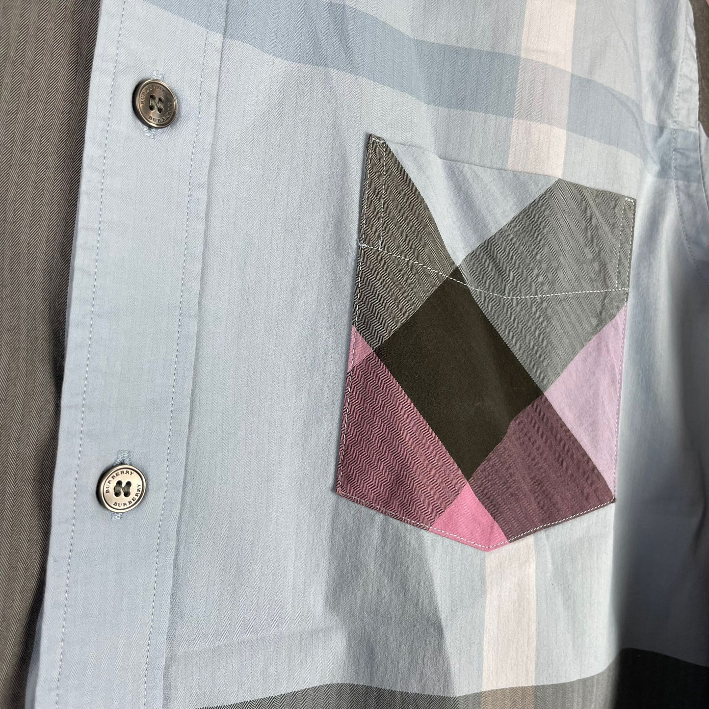 Burberry Chalk Blue Thornaby House Check Shirt