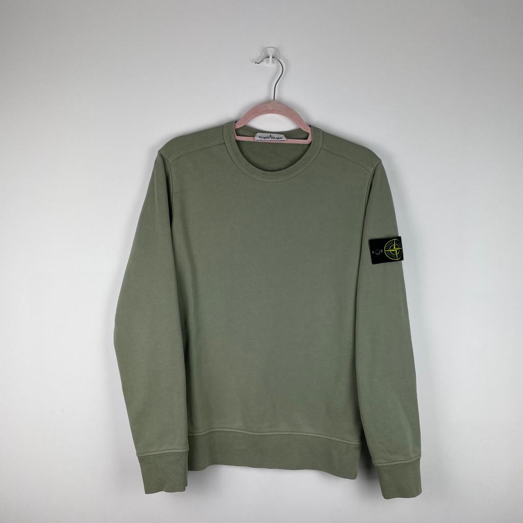 Stone Island Sage Green Cotton Fleece Sweatshirt