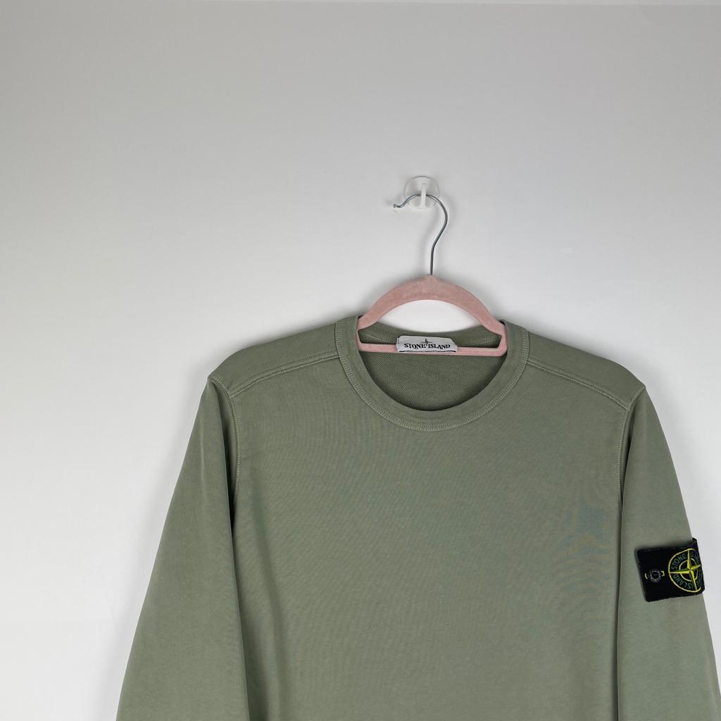 Stone Island Sage Green Cotton Fleece Sweatshirt